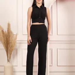 aayu Shirt Collar Sleeveless Top With Trouser-image-66