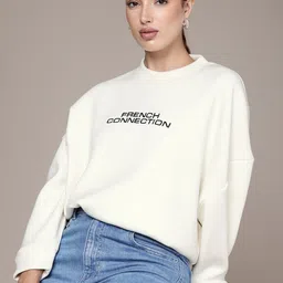 French Connection Ribbed Drop-Shoulder Sleeve Crewneck Sweatshirt-image-99