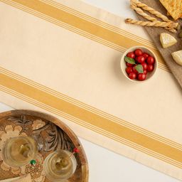 ellementry Mustard Yellow & Beige Striped Table Runner-37