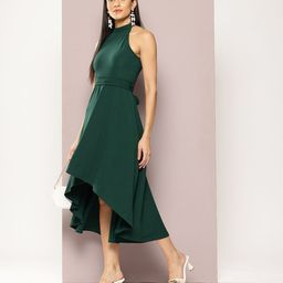 aaliya Solid High Neck Dress-image-3