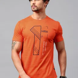 HRX by Hrithik Roshan Men Orange Printed T-shirt-picture-5