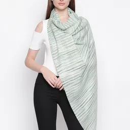 Style Quotient Women Green & White Striped Shawl-56