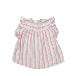 Gini and Jony Girls Striped Flutter Sleeve A-Line Cotton Top-picture-15