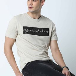 Huetrap Men Beige & Black Typography Printed Sustainable T-shirt-image-42