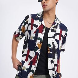 glitchez Geometric Play Printed Relaxed Shirt-image-85