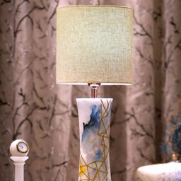 POSH-N-PLUSH Beige Bling Hand-Painted Marble Table Lamp-54
