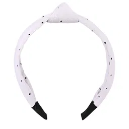 BuckleUp Women White & Black Polka Dot Print Knot Detailed Hairband-image-85