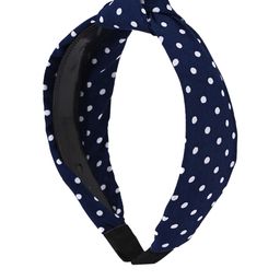 BuckleUp Women Navy & White Polka Dot Print Knot Detailed Hairband-image-48