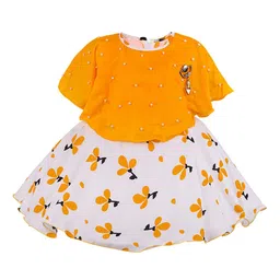 Wish Karo Girls Orange Embellished Fit and Flare Dress-image-70