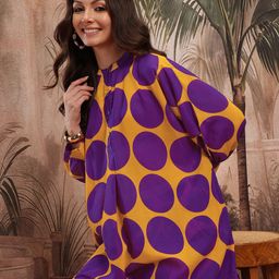 Sangria Printed High-Low Kurta with Trousers-picture-31