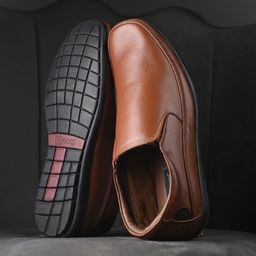 Egoss Men Square Toe Leather Slip-On Sneakers-picture-8