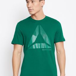 Reebok Men Green Printed Graphic Series One Series Shift Blur Training T-shirt-image-32