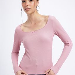 glitchez Sweet Sixteen Ribbed Boat Neck Bow Top-image-12