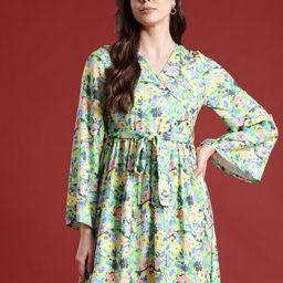 all about you Floral Print Wrap Dress with Belt-image-9