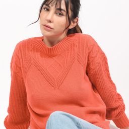 RAREISM Cable Knit Self Design Acrylic Pullover-image-63