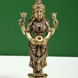 Exotic India Gold-Toned & Brown Standing Goddess Lakshmi Showpiece-image-21