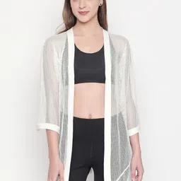 Tuna London Women White Solid Loose-Fit Open Front Shrug-image-23