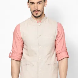even Men Beige Woven-Design Nehru Jacket-image-43