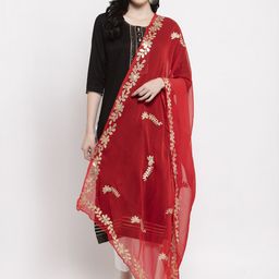 Clora Creation Red Woven Design Dupatta-46