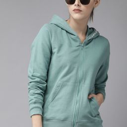 Roadster Women Green Solid Greenturn Hooded Sweatshirt-picture-39
