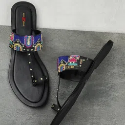 Shezone Women Black Embellished One Toe Flats-image-31