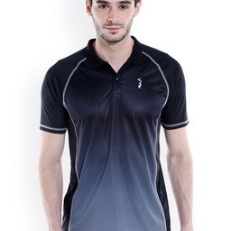 Campus Sutra Men Black & Blue Ombre-Dyed Polo Collar T-shirt-image-5