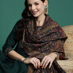 Sangria Floral Woven Design Shawl-29