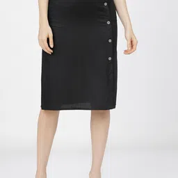 Tokyo Talkies Wrap Midi A-Line Solid Skirts-picture-14