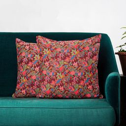 Contrast Living Multicoloured Set of 2 Floral Square Cushion Covers-14
