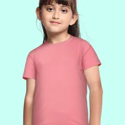 BRATMA Kids Peach-Coloured Solid Cotton T-shirt-image-78