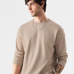 The Souled Store Taupe Long Sleeves Pullover-image-40