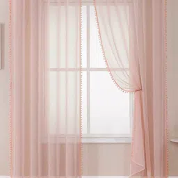 URBAN SPACE Set of 2 Pink Solid Window Curtains-17