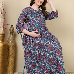 Nayo Floral Print Maternity Maxi Dress-image-69
