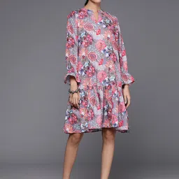 Varanga Floral Printed A-Line Dress-image-92