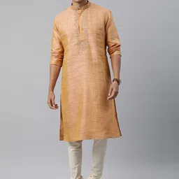 Manthan Men Woven Design Thread Work Kurta-image-4