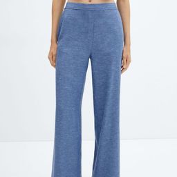 MANGO Women Linen- Blend Elastic Waist Trousers-image-1
