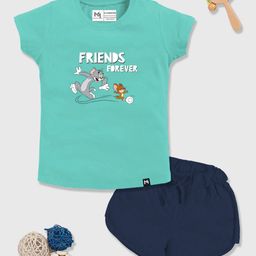 YK X Minute Mirth Infant Girls Tom & Jerry Printed Pure Cotton Top with Shorts-image-3