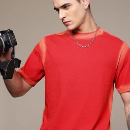 R.Code by The Roadster Life Co. Tie and Dye Printed Relaxed Fit T-shirt-image-82