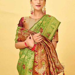 Mitera Ethnic Motifs Zari Pure Silk Patola Saree-picture-6