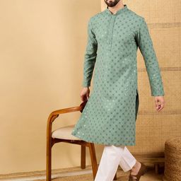 House of Pataudi Men Embellished Straight Kurta-picture-54