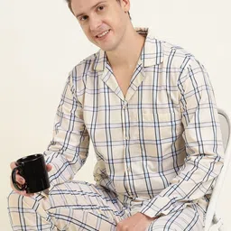 English Navy Men Checked Night suit-picture-45