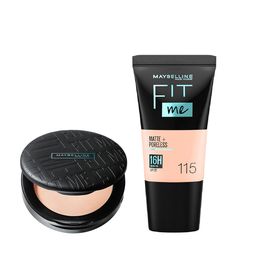 Maybelline Set of New York Fit Me Matte+Poreless Foundation + Compact Powder - Ivory 115-3