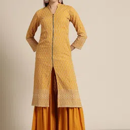 Jompers Women Embroidered Chikankari Kurta with Sharara-45