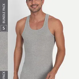 T.T. Men Pack Of 5 Basic Cotton Derby Innerwear Vests-image-22