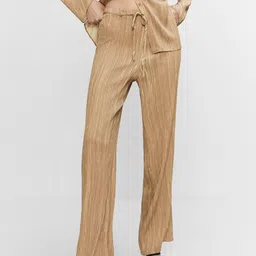 MANGO Women Satin High-Rise Pleated Trousers-picture-22