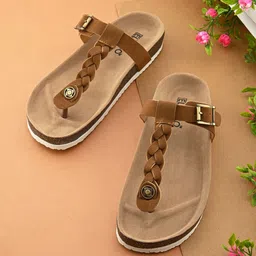 El Paso Women Woven Design Open Toe Flats With Buckles-image-12