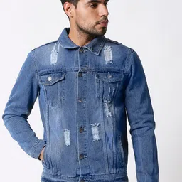 High Star Men Blue Solid Denim Jacket-image-30