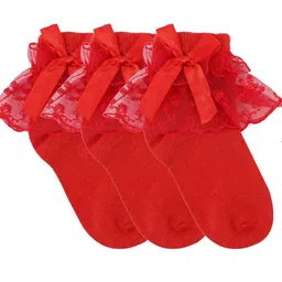 N2S NEXT2SKIN Girls Pack Of 3 Red Frill Socks-image-60