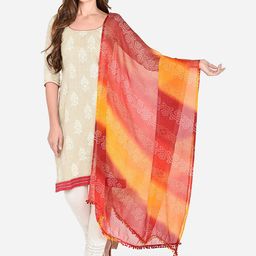 Dupatta Bazaar Red & Yellow Bandhini Printed Dupatta-11