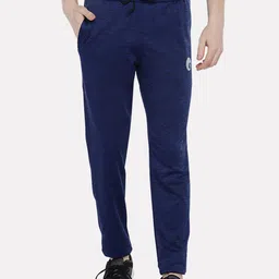 Omtex Men solid  Blue Relaxed Mid- rise Trousers-image-3